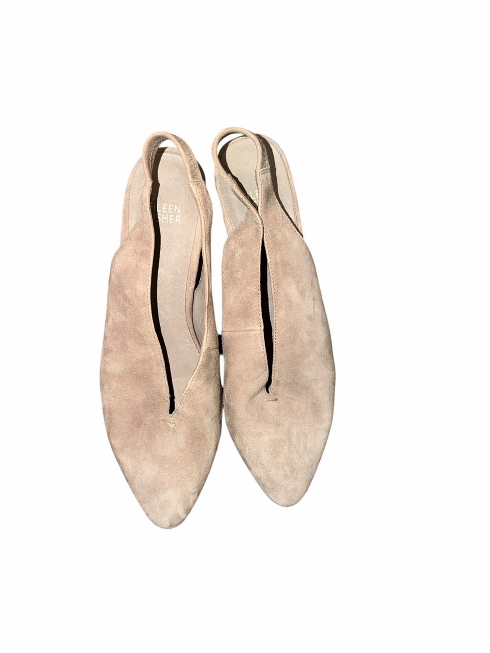 Eileen Fisher Taupe Suede Pointed Slingback Shoes Size 8 1/2